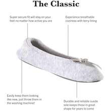 Isotoner Women's 2 Pack Mictroterry Ballerina Slipper With A Satin Bow(9.5-10.5 Periwinkle Quilted, Ash Solid) - Type1 - 查看 3