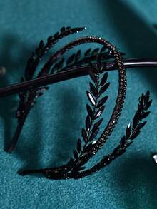 1pc Handmade Crystal Bridal Headband, Wedding Hair Accessory Valentine's Day Accessories - Black - View 4