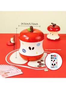 1 pieza Hucha con forma de manzana linda, contenedor para guardar monedas y billetes, adecuado para ahorrar cambio suelto