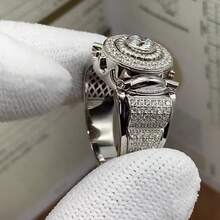 1PC Luxury Men's Fashion Zirconia Ring Wedding Band Engagement Party Casual Accessories Father's Day Birthday Christmas Gift Men's Luxury Jewelry US 6-13# - Bạc - Xem 3