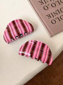 1 chiếc kẹp tóc kiểu Hàn Quốc màu xanh dương và nâu sọc, chất liệu acrylic, phụ kiện tóc thanh lịch cổ điển dùng cho búi tóc, tóc đuôi ngựa, kẹp tóc đa năng, kẹp tóc thời trang cho phụ kiện tóc mùa đông của nữ. - Nhiều màu - Xem 3