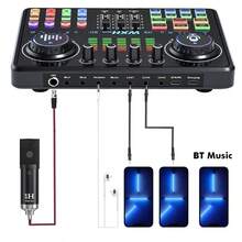 JD20 Pro Mezclador en vivo mate negro: 48V, monitoreo/mezcla, 12 efectos EDM, Bluetooth dual, 2400mAh de larga duración. Para PC/teléfono, ideal para en vivo/karaoke/podcast.