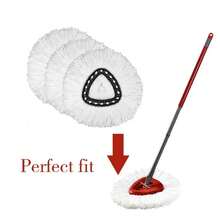 3 Pack Spin Mop Refill - Replacement Head Compatible With O Cedar, Microfiber Spin Mop Refills,Clean The Floor. Easy Floor Cleaning Mop Head Replacement - 白色 - 查看 5