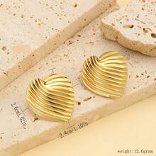 Pendientes personalizados creativos, serie de estilos de corazón, tornillo y cuadrado geométrico chapados en oro de acero inoxidable