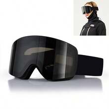 滑雪镜 双层防雾镜片护目镜 防卡近视护目镜 无框广角滑雪镜 户外运动护目镜 雪山摩托车护目镜