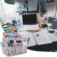 Small Blue Flower Oxford Cloth Tote Bag With Pockets And Handles, Suitable For Teachers, Officials, Artists, Travelers, Etc.