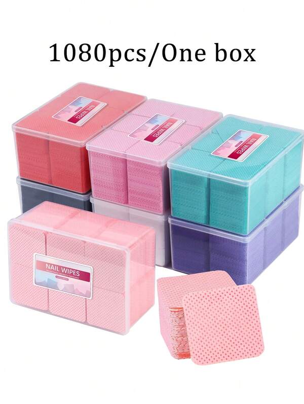 1080pcs/1 Box Of Nail Erasers - Odorless, Absorbent And Soft Nail Remover, In Multiple Colors, Box Design, A Must-Have For Portable Nail Care, Textured Surface, Sealed Packaging, Compact And Portable, Gently Care For Nails, An Essential Item For Beauty Enthusiasts. Nail Art, Eyelashes, Nail Towels, Magic Nail Remover Without Shedding. Box Loading And Unloading Of Nail Caps. Eyelash Extension Application, Nail Care