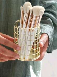 1 suport metalic pentru pix gol, recipient minimalist pentru depozitarea machiajului, suport haotic pentru organizarea instrumentelor de birou