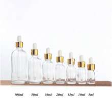 1个/3个，100毫升/50毫升/30毫升/5毫升透明玻璃瓶，配金色滴管盖，包含漏斗、加厚玻璃瓶、橡胶滴管、化妆品可灌装瓶、透明玻璃瓶、精油瓶 - 無色 - 查看 8