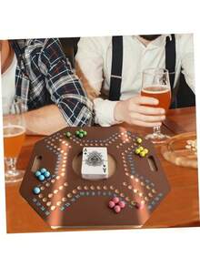 Juego Jackaroo, 4 jugadores, juego en árabe/inglés, juego de estrategia, el tablero de ajedrez es de madera resistente, color nogal, tamaño: 40*40*1,2 cm / 15,8*15,8*0,5 pulgadas, color de las cuentas aleatorio