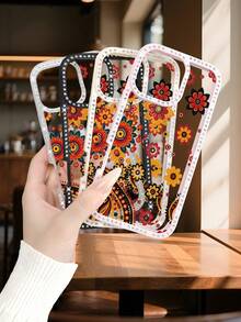 Boho-Blumen-Handyhülle,  Muster, ästhetische, lebendige Schutzhülle, stilvolles Modeaccessoire, kompatibel mit iPhone 17promax/17pro/17/iPhone Air/16promax/16pro/16plus/16/15promax/15pro/15plus/15/14promax/14pro/14plus/14/13promax/13pro/13/12promax/12pro/12/11promax/11 - Transparenz(clear) - Übersicht 4