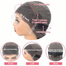 360 蕾丝前假发 人发卷曲直发假发 180% 密度透明蕾丝前假发 人发 Yaki 直发假发 女士预拔婴儿头发 18-26 英寸