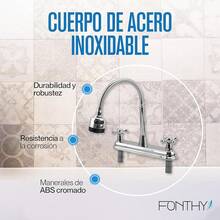Mezcladora para Baño y Cocina |   Alta Durabilidad y Diseño |   FONTHY (500111) - Cruz flexible de 8" cromada - Ver 6