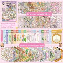 1 zestaw dużych naklejek z motywami krajobrazowymi, 20 dużych kolekcji scen, różnorodne style do wyboru, trójwymiarowe naklejki 3D z motywami domów, ręcznie robione naklejki z miniaturowymi scenami studenckimi, naklejki z kolażem z grami rodzinnymi, odpowiednie na małe prezenty na spotkania rodzinne, naklejki z motywami budowy kampusu