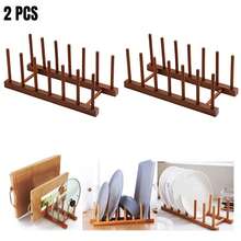 Bamboo Wooden Dish Drying Rack, Vertical Pot Lid Plate Organizer Holder For Cabinet Space Saver, Cutting Board Rack Stand, Pot Lid Holder Kitchen Cabinet Organizer Dish Drying Rack, Baking Pan Drainer, Detachable Book Storage Holder For Office Home Organization And Display, Home Decor, Party & Christmas Storage - 彩色 - 查看 12