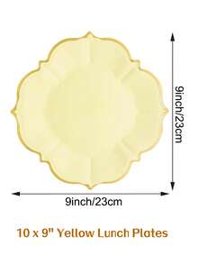 10 piezas/30 piezas/50 piezas Platos de papel amarillos de 9 pulgadas para verano - Platos desechables de limón para fiestas, excelentes para servir pasteles/ensaladas en duchas nupciales, cumpleaños, bodas y decoración de fiestas de verano - Amarillo - Ver 18