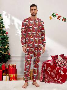 Pijama de manga larga personalizado con retrato de hombre/mujer, miembros de la familia, mascotas, dibujos animados, temas festivos, ropa de estar en casa, Navidad