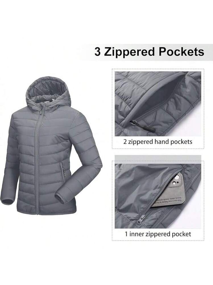 Outdoor Ventures Women's Packable Lightweight Full-Zip Puffer