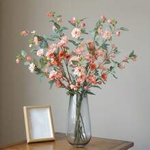 圣诞装饰，假植物山茶花人造花，多头山茶花插花长茎假花家居装饰，新鲜野生茶花