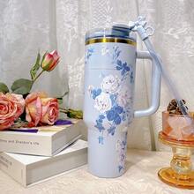 40-Ounce Large Capacity Water Bottle, With Leak-Proof Design, Exquisite Appearance, Smooth Texture, Comfortable Grip, And Anti-Slip Bottom. The Insulation Effect Lasts For A Long Time. The Bottle Cap Is Locked To Prevent Leakage. Suitable For Daily Commuting, School Use, And Outdoor Activities, Solving The Problem Of Drinking Water Throughout The Day. A Must-Have Item For Going Out And At Home. Suitable For Christmas Gifts, Gifts For Elders, Gifts For Boyfriends And Girlfriends, And Party Gifts. - 繁花紫 - 查看 4