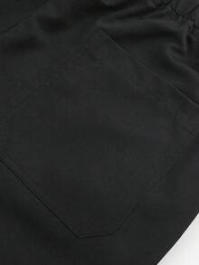 1pc Tween Boys Solid Color Outdoor Street Fashion Multi-Pocket Cargo Pants - Black - View 5