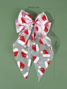 1 szt. Świąteczne duże spinki do włosów z nadrukiem w kształcie czapki bożonarodzeniowej, tiulowe, kokardki, długie ogony, spinki do włosów, świąteczne spinki do włosów, spinki do włosów na imprezę, świąteczne akcesoria do włosów, wesołych świąt