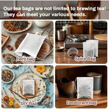 300 PCS Empty Tea Bags Loose Tea - Disposable Tea Bags White Natural Bulk Fillable Empty Tea Bags With String Empty Tea Bag Tea Coffee Spice Cooking - Initial - View 6