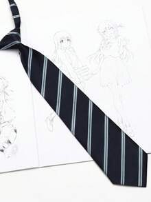 1 件条纹休闲轻商务涤纶斜条纹衬衫，适合所有季节 - 彩色 - 查看 13