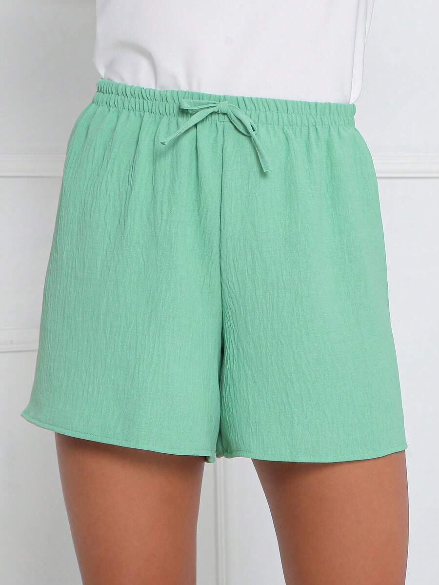 Duna Women's Loose Shorts With High Waistband And Elastic In Various Colors!!! - Xanh nhạt - Xem 1
