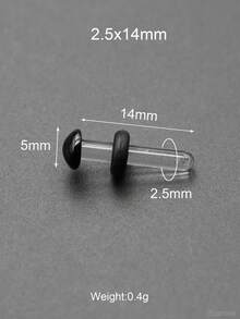 2 piezas de 14G-00G 10mm Grandes pendientes de aro de vidrio liso transparente con cabeza de hongo negra y anillos de silicona. Túneles y tapones de oreja de vidrio liso. Pendientes de barbell rectos para lóbulo, hélix, trago y cartílago. Pendientes de aro para mujeres y hombres, joyas corporales para regalo.