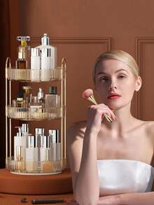 Rotating Makeup Organizer, 360° Spinning Skincare Organizers, Bathroom Organizer,Adjustable Layer Cosmetic Storage Lazy Susan Makeup Organizers For Dresser Bathroom, Yellow