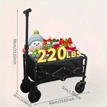 220/450/680 Lbs Capacity Heavy-Duty All-Terrain Folding Cart - Iron Frame And 600D Oxford Fabric, Foldable Multi-Purpose Wagon For Camping, Gardening, Beach, Shopping,Track And Field Equipment Transport Vehicle, No Assembly Required, Wagons Carts Heavy Duty Foldable - màu đen - Xem 10