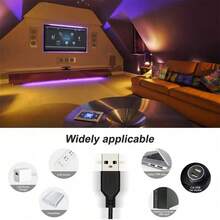 1 pieza Tira de luz LED RGB de 1 metro con controlador mini, crea efectos multicolor, compatible con portátiles y varios dispositivos electrónicos, adecuado para dormitorio, fiesta, decoración del hogar, iluminación trasera de TV, decoración navideña y festiva - Botón 3 - Ver 6