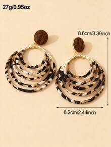 1 Cặp bông tai quấn thủ công họa tiết da báo cổ điển sang trọng và hình tròn hình học, phụ kiện dự tiệc hàng ngày dành cho nữ - Nhiều màu - Xem 5