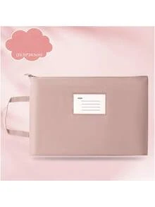 1pc A4/A5/B5 Waterproof Prenatal Checkup Document Organizer Bag, Maternity Tote Bag, Large Capacity Zipper File Folder, Thick Canvas Dual Layer Handbag - A4 - View 4