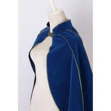 Women's Medieval Cloak Renaissance Velvet Cape With StandUp Collar Queen Princess Costume Halloween Christmasgift - Màu xanh lam - Xem 5