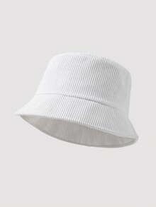 1pc Men's Fashion Corduroy Solid Color Bucket Hat, Suitable For Autumn/Winter Daily Outfits - A - View 9
