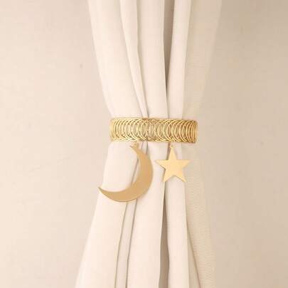 Retro Minimalist Star & Moon Window Curtain Hooks, Window Decor Accessories