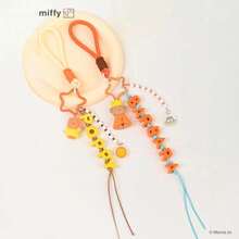 1pc Cute Miffy Charm Keychain, Adorable Cartoon Figure Hanging Ornament, Colorful Beaded Letter Decor With Miffy Figurines, Birthday Christmas Jewelry Gifts For Girls - Pink - View 4