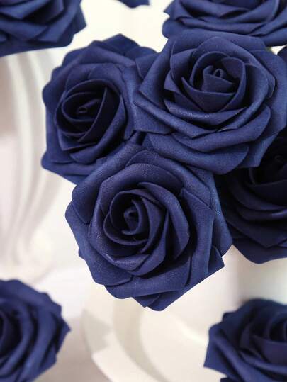 1/5/9pcs Royal Blue Foam Rose Bouquet With Stems - Elegant Artificial Flowers, Suitable For Wedding Decor, Home & Hotel Accents, And Holidays Like Christmas, Easter, Valentine's Day, Thanksgiving, Graduation