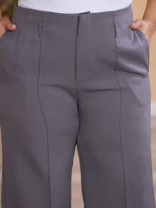 Plus Size Wide Leg Pants, New Fashion Tailored Fabric - 深灰色 - 查看 4