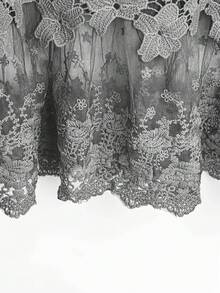 Cardigan feminino plus size casual elegante confortável versátil para férias texturizado com nervuras e bainha de renda, manga comprida