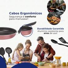 Conjunto De Panelas Antiaderente 13 Peças Cores Cor Rose - Rosê - Visão 4