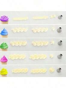 5-Piece Reusable Cream Icing Tips – Multi-Shape Piping Nozzles For Buttercream, Whipped Cream & Frosting - Bạc - Xem 4