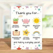 Tarjeta de agradecimiento por el Día del Maestro - Diseño lindo, 5x7 pulgadas con sobre - Regalo perfecto para hombres y mujeres - Muestra gratitud por ayudarme a crecer