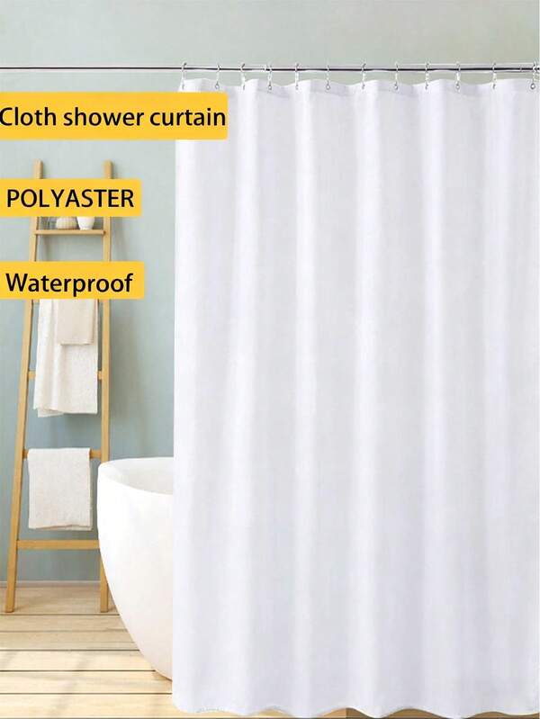 1 pieza Cortina de ducha de baño de gran tamaño con ganchos, cortina de baño gruesa y resistente al agua para el hogar, accesorios de ducha, cortinas de ducha blancas resistentes al agua, gruesas y sólidas para bañera de baño, cortina de baño de lujo con ganchos, plegado pesado