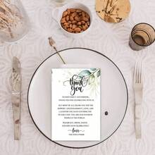 Wedding Thank You Place Setting Cards, Greenery Wedding Reception Thank You Cards, Table Centerpieces And Wedding Decorations, Wedding, Bridal, Engagement, Anniversary, 4x6 Inch, Pack Of 50 - Initial - View 6