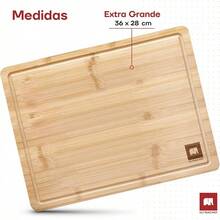 Juego 3 Tablas para Picar de Madera de Bambú. Tablas de Cocina para Cortar Premium, Gruesas, Duraderas y Resistentes, con Ranura Anti Escurrimiento y Diseño Ergonómico. 100% Biodegradables - Jumbo - Ver 3