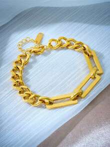 Collar elegante chapado en oro de acero inoxidable, diseño de moda minimalista y lujoso, cadena vintage versátil, ideal para el uso diario, el streetwear, las vacaciones y las fiestas de las mujeres. - Amarillo Oro - Ver 5