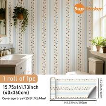 15.75x47.24/141.73/188.98 Inch, 1 Roll/1 PC, Superstiker Creative Floral & Striped Pattern Peel And Stick Removable Vinyl Wallpaper, High Definition, No Residue, DIY For Living Room, Bedroom, Wardrobe, Cabinet, Home Decor Wall Paper Wall Stickers Wall Decor Room Decor Wallpaper Peel And Stick - Multicolor - View 19